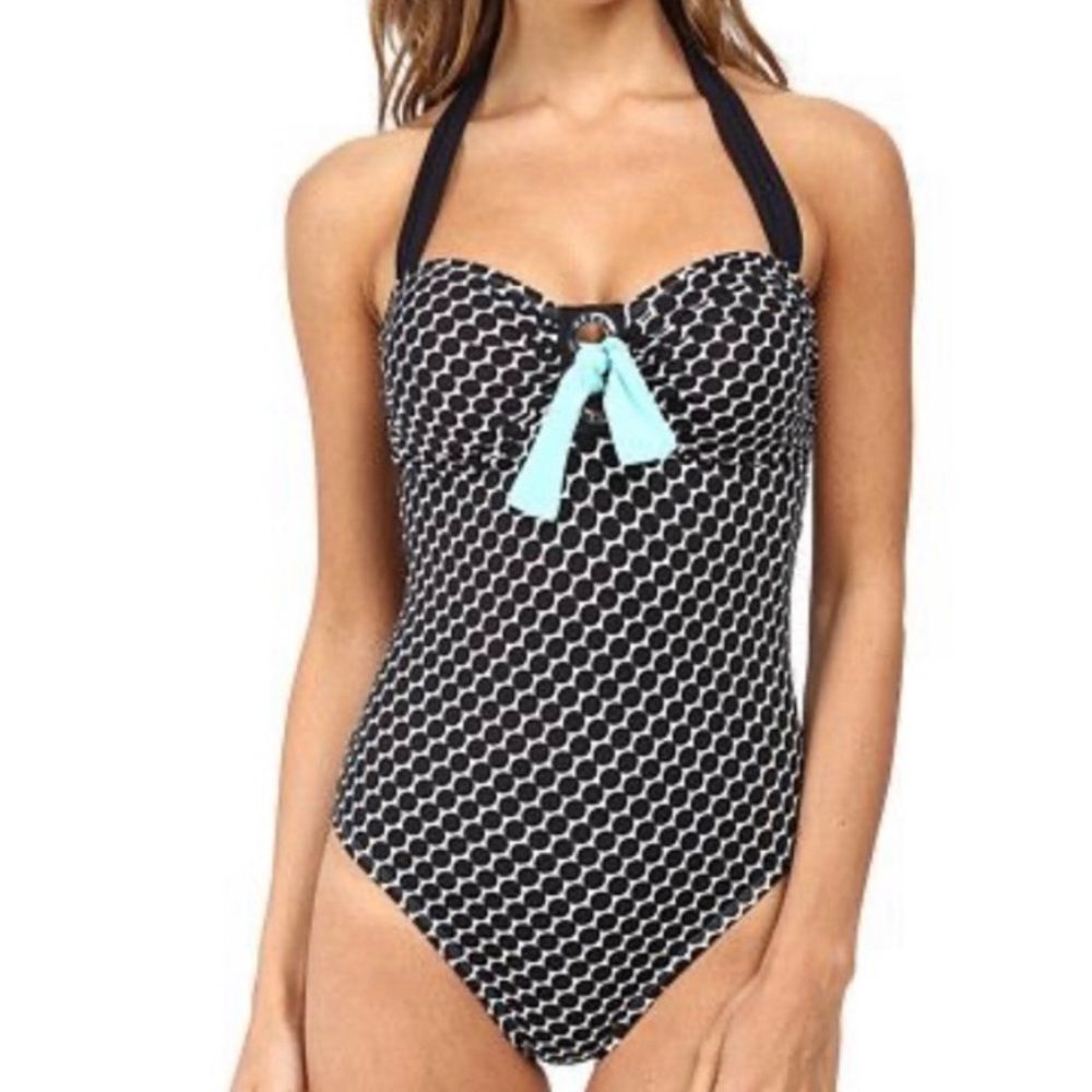 NWT BLEU Rod Beattie Connect The Dots Black & White Polka Dot Swimsuit Size 6